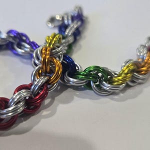 Rainbow LGBTQIA pride flag chainmail bracelet jewelry