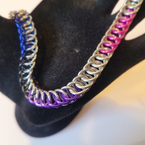 Genderfluid GF LGBTQIA pride gay flag chainmail bracelet jewelry