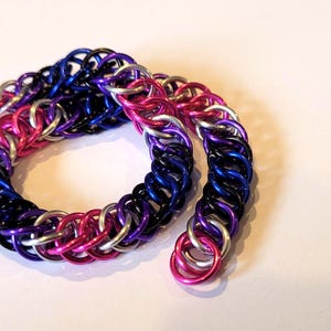 Genderfluid GF LGBTQIA pride gay flag chainmail bracelet jewelry