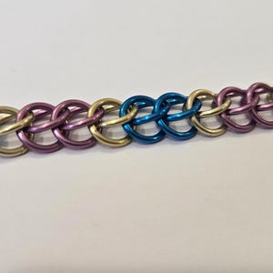 Pansexual Pan LGBTQIA pride chainmail bracelet jewelry