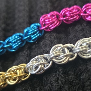 Poly polyamorous pride gay flag chainmail bracelet jewelry