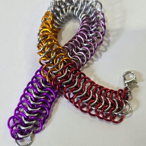 Lesbian LGBTQIA gay pride chainmail bracelet jewelry