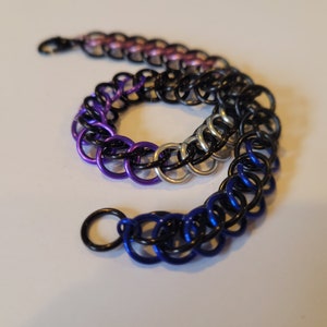 Genderfluid GF LGBTQIA pride gay flag chainmail bracelet jewelry