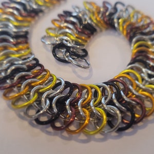 Bear LGBTQIA gay pride chainmail bracelet jewelry