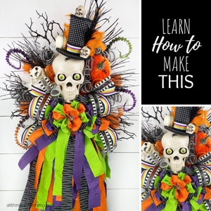 How To Make A Halloween Wreath, DIY Skull Wreath With Rag Bow, Halloween Wreath Tutorial, DIY How To Video, DIY for Crafters, Wreath Guide