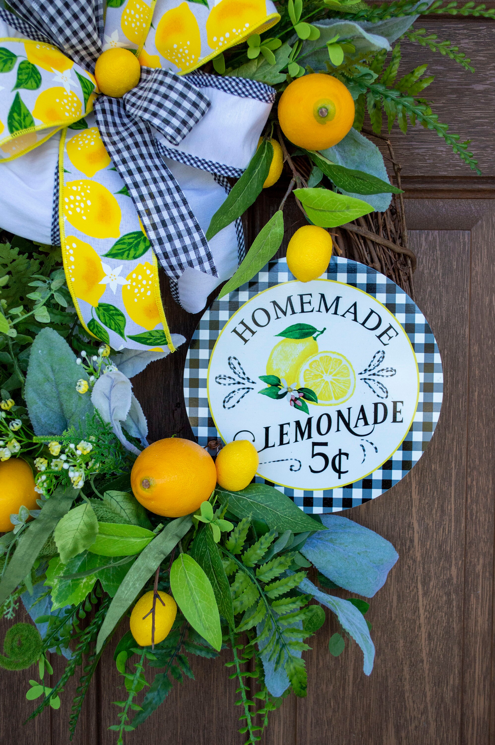 Lemon Wreath Lemonade Wreath Summer Decorations Front Door Etsy