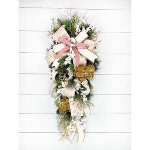 Christmas Swag, Christmas Wreath, Magnolia Wreath, Pink and Gold Wreath, Pink Christmas Decor, Christmas Swags and Wreaths, Winter Wreath