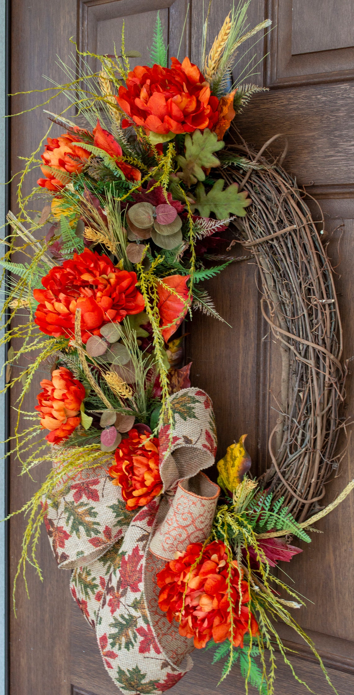 Fall Grapevine Wreath Front Door Wreath Autumn Decor Fall Etsy