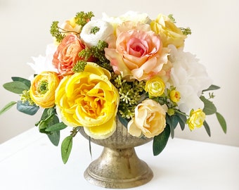 Spring Flowers Arrangement, Mother's Day Gift, Everyday Centerpiece, Rose Centerpiece, Spring Decor for Home, Easter Floral Arrangement