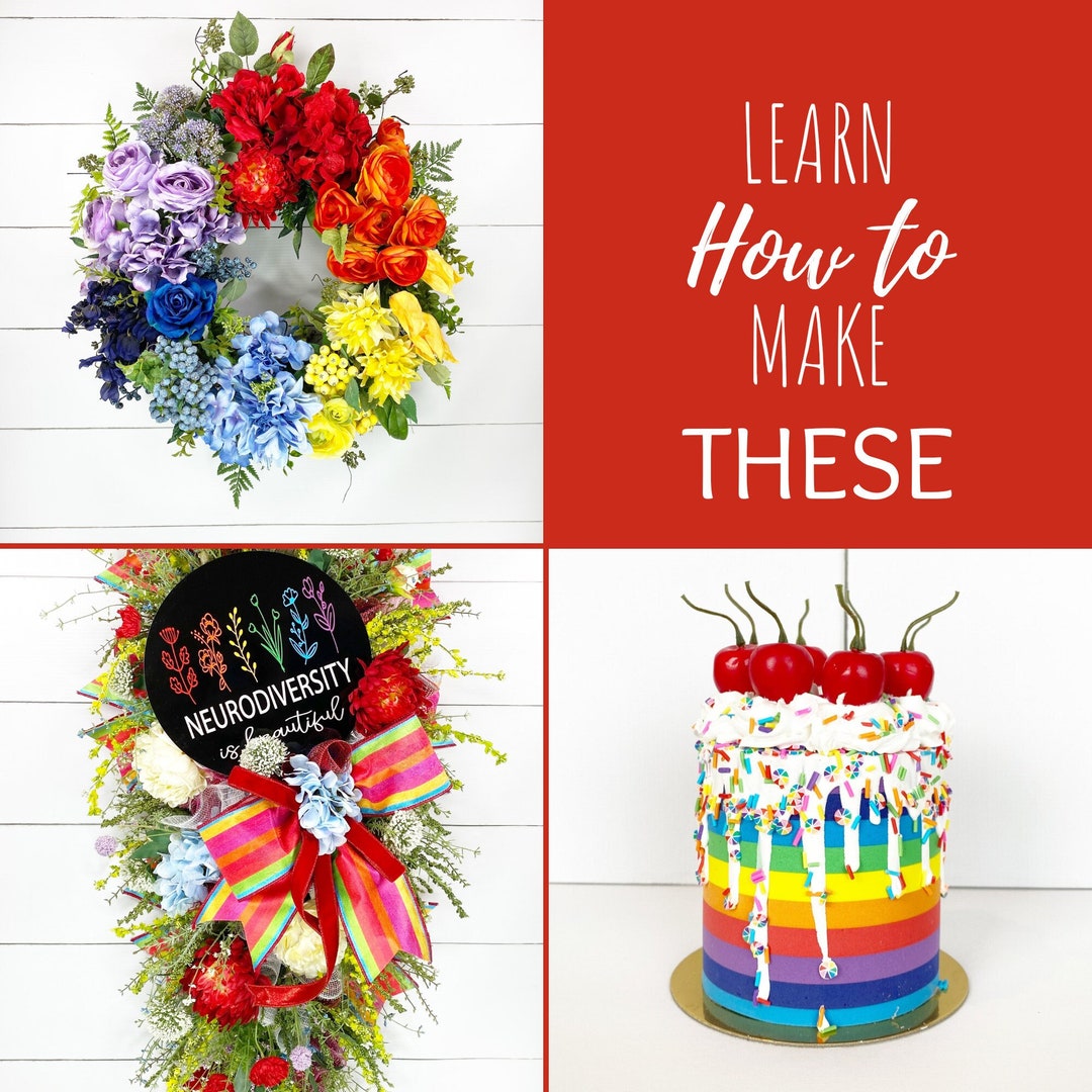 DIY Rainbow Floral Grapevine Wreath Tutorial Etsy