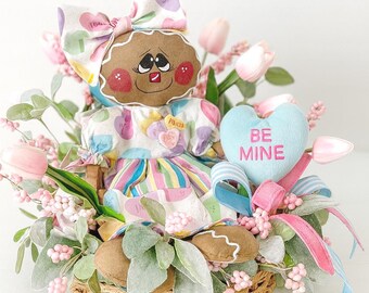 Valentine's Day Centerpiece: Valentines Gingerbread Doll Decor