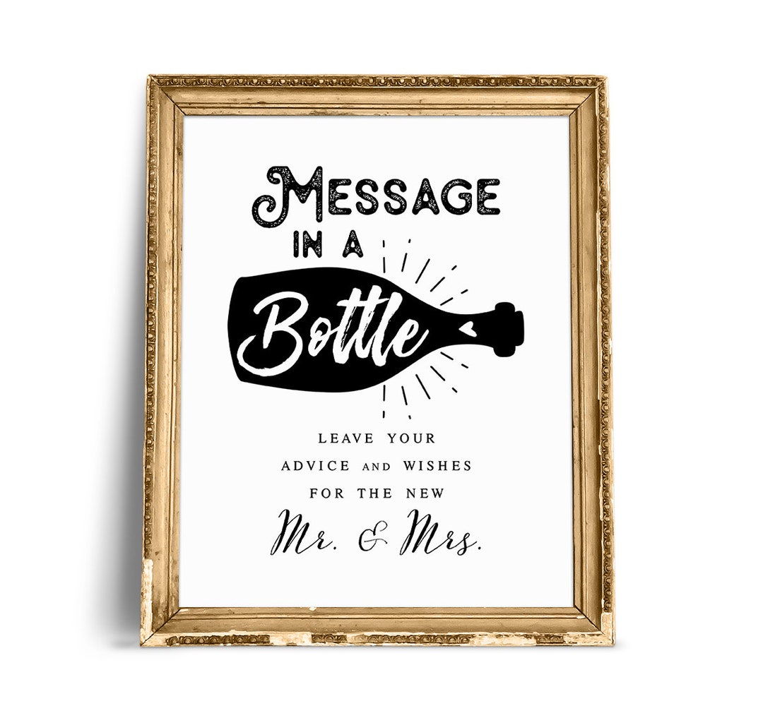 Message in A Bottle Sign, Leave Your Advice and Wishes, Wedding Signs, Wedding Printables ...
