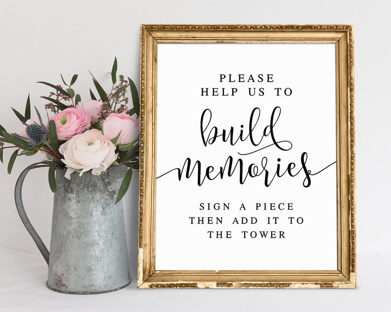 help-us-to-build-memories-sign-a-jenga-piece-jenga-tower-etsy