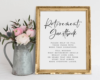 Personalized Retirement Guestbook Sign: Signature Guest Book For Retiree (PDF & JPG)