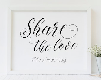 Personalisiertes Hochzeit Hashtag Zeichen: Teilen Sie die Liebe (Digitaler Download)