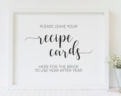 Wedding Recipe Cards Sign: Elegant Reception Decor (PDF & JPG)