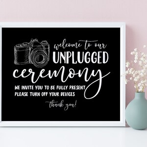 Unplugged Ceremony Hochzeitsschild: Minimalistischer digitaler Download