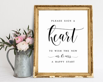 Sign A Heart Hochzeitsgästebuch Zeichen (Digitaler Download)