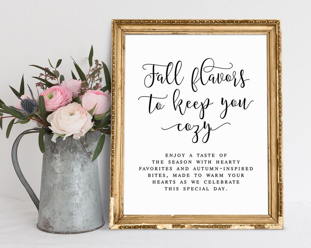Fall Table Sign Fall Flavors Sign – Printable Autumn Wedding Food Table Sign (instant ...