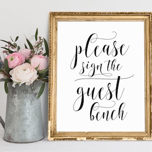 Please Sign Our Guest Bench, Bench Guestbook Sign, Wedding Bench Guest Book Sign, Wedding Signage, Wedding Signs, Sign A Bench Sign Wedding