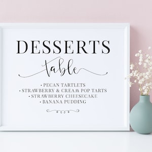 Custom Desserts Table Sign: Wedding Sweet Treats (PDF & JPG)