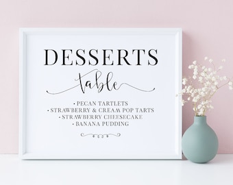 Custom Desserts Table Sign: Wedding Sweet Treats (PDF & JPG)