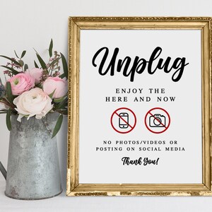 Unplugged Ceremony Sign: Modern Minimalist Wedding Print (Digital Download)