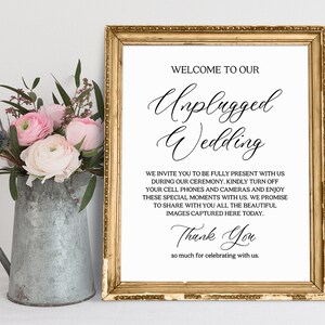 Welcome To Our Unplugged Wedding, Unplugged Ceremony Sign, Unplugged Wedding Sign, No Photos Wedding Sign, Wedding Signs, Wedding Signage