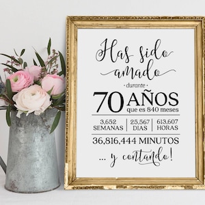 Has Sido Amado Durante 70 Años, Te han amado durante 70 años, Cartel del 70 cumpleaños, Fiesta de cumpleaños imprimible, Regalo de cumpleaños de la abuela