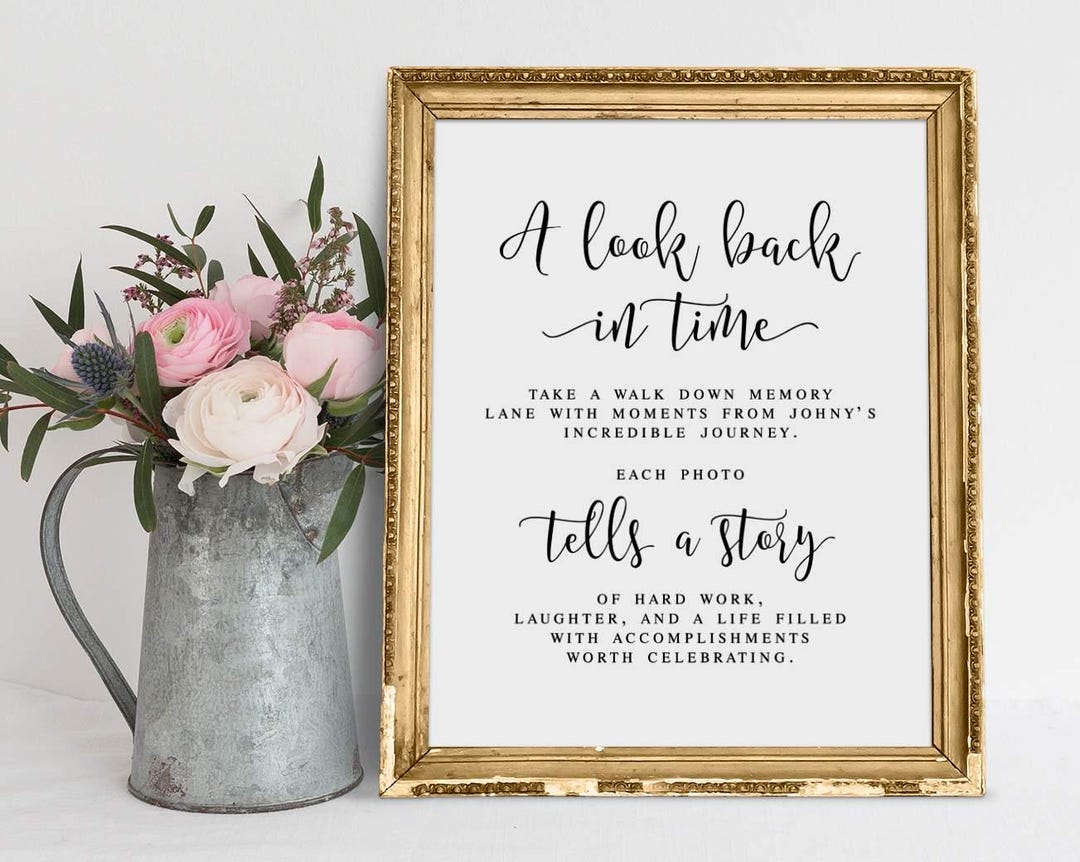 A Look Back in Time – Retirement Photo Wall Memory Sign (PDF & JPG) - Etsy