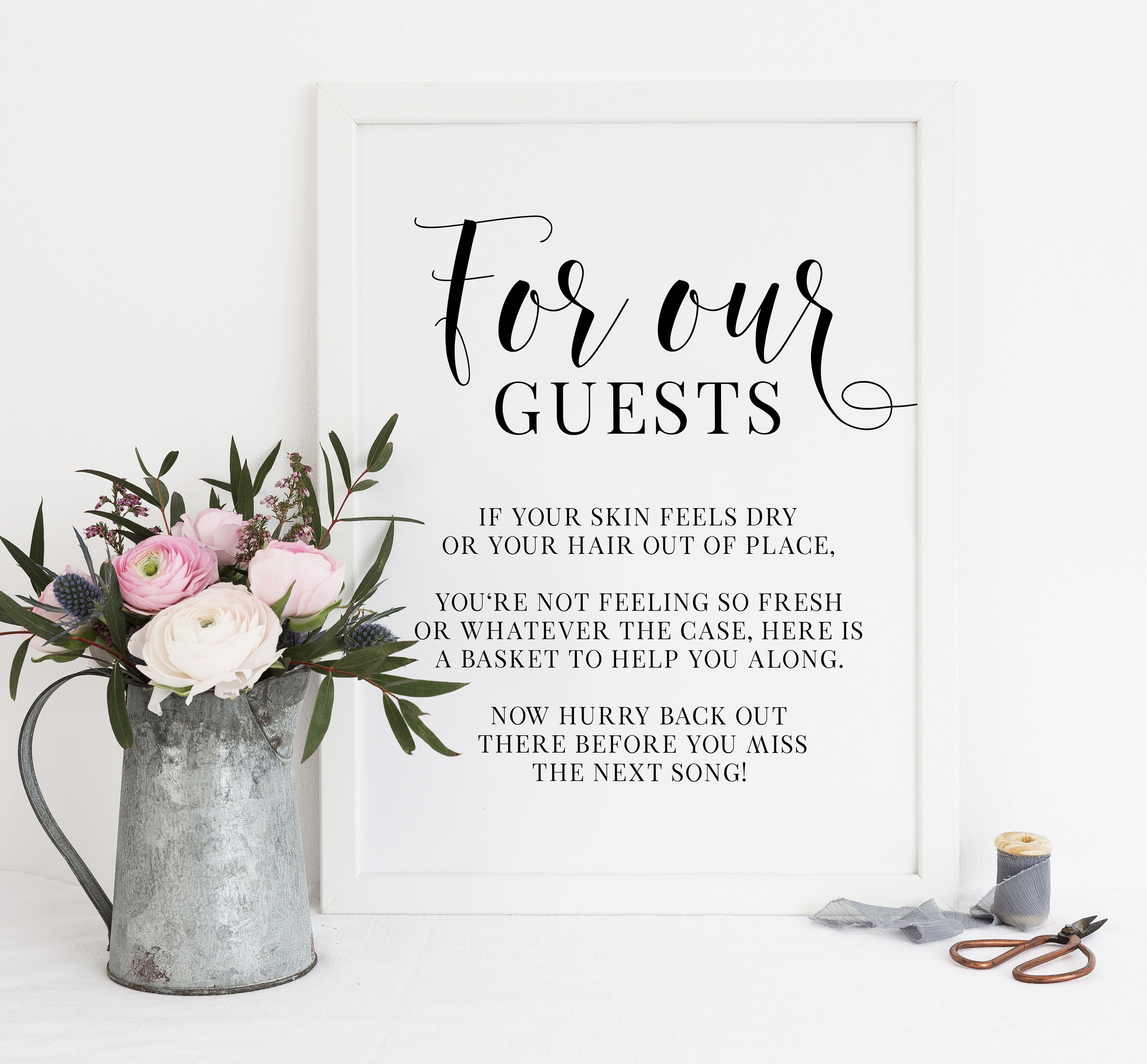 Wedding Guest Bathroom Sign Bathroom Basket Sign Wedding Etsy