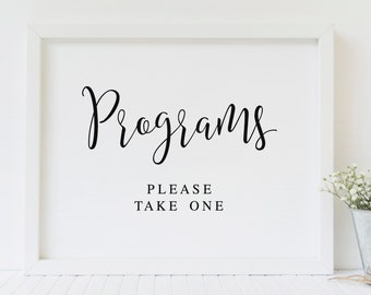 Wedding Programs Sign: Elegant Script (Digital Download)