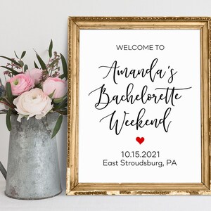 Welcome To The Bachelorette Weekend, Custom Bridal Shower Sign, Custom Wedding Sign, Wedding Welcome Sign, Bachelorette Party Signs