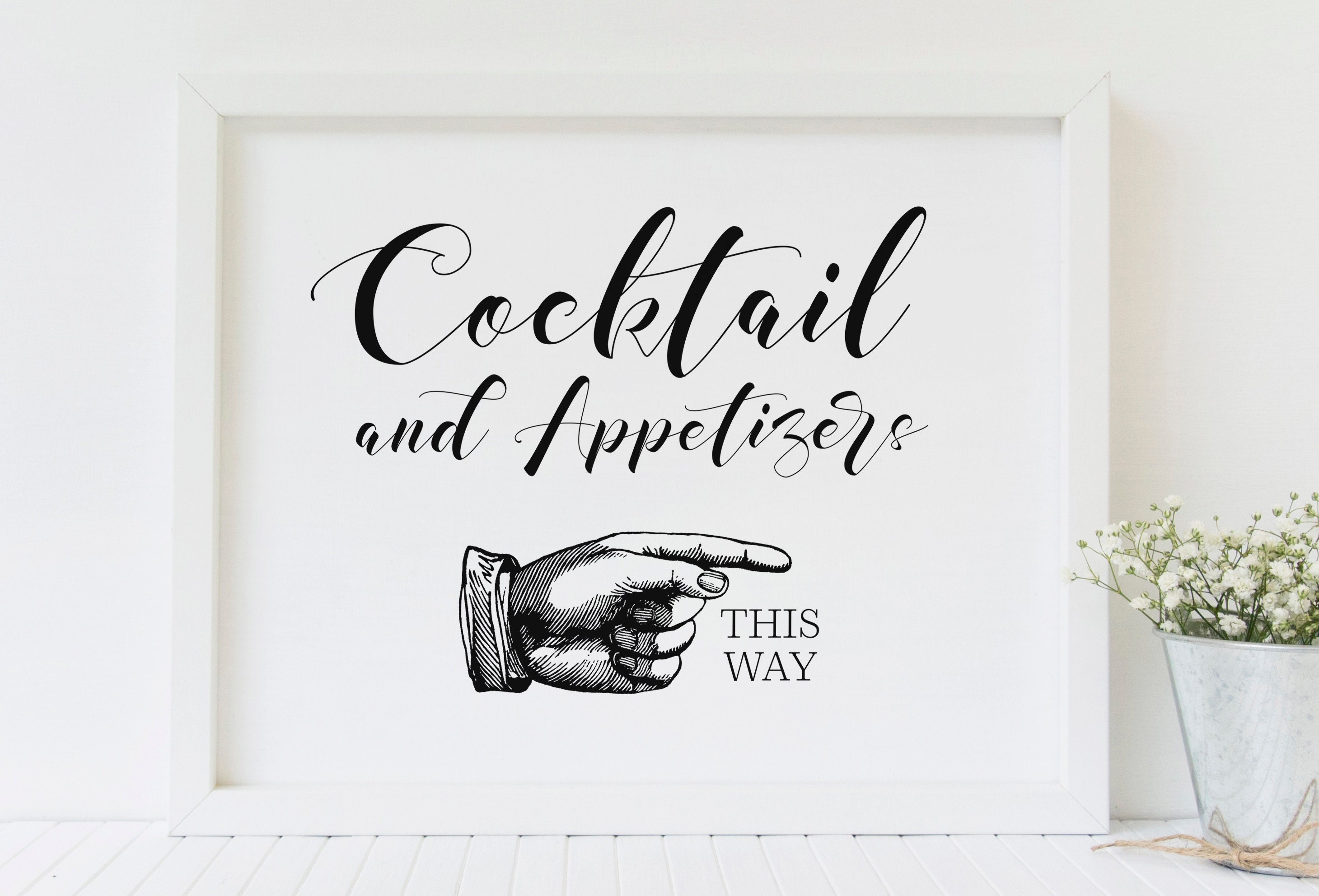 Cocktail & Appetizers Wedding Sign: Directional Art (digital Download ...