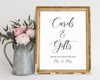 Cards And Gifts, Thank You From The New Mr And Mrs, Cards And Gifts Sign, Wedding Printables, Wedding Signage, Reception Signs, Cards Sign