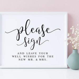 Please Sign And Leave Your Well Wishes, Wedding Signs, Wedding Guestbook Sign, Wedding Prints, Wedding Signage, Wedding Download, Decor Sign