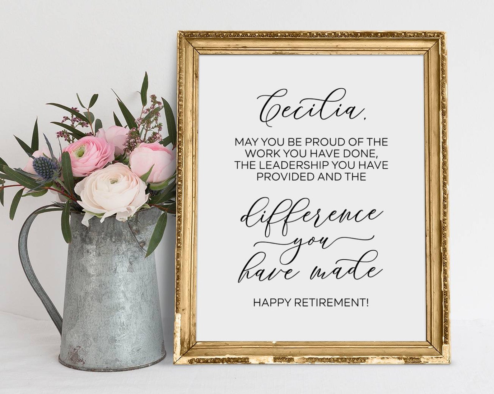Personalized Retirement Celebration Sign: Elegant Script (PDF & JPG) - Etsy