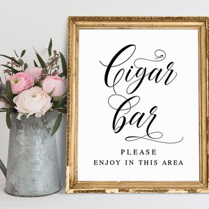 Cigar Bar, Please Enjoy in This Area, Wedding Cigar Bar Sign, Cigar ...