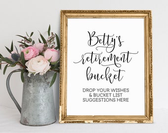 Personalized Retirement Bucket List Sign: Guestbook Party Decor (PDF & JPG)