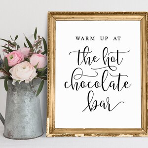 Warm Up At The Hot Chocolate Bar, Wedding Signs, Hot Chocolate Bar Sign, Wedding Bar Sign, Wedding Decor Sign, Wedding Reception Signs