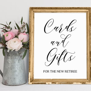 Retirement Party Sign: Cards and Gifts Table Decor (PDF & JPG)