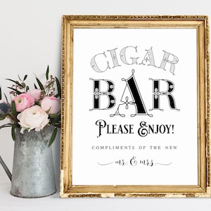 Wedding Signs, Cigar Bar Sign, Cigar Bar, Wedding Printables, Wedding Cigars, Cigar Bar Wedding, Wedding Print, Wedding Printable Signs