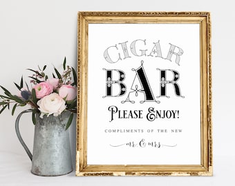Cigar Bar Compliments of the Bride and Groom Wedding Signs - Etsy