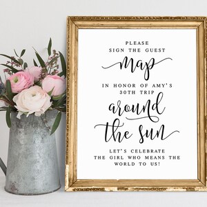 Please Sign The Guest Map, Birthday Guest Book Sign, Birthday Map Sign, You Mean The World To Us, Birthday Printables, Birthday Signs
