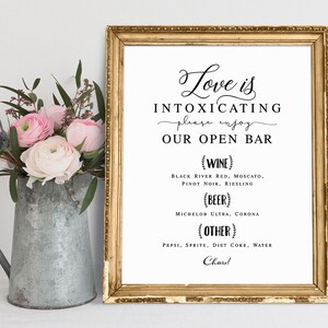 Custom Wedding Bar Sign: Love Is Intoxicating (Digital Download)