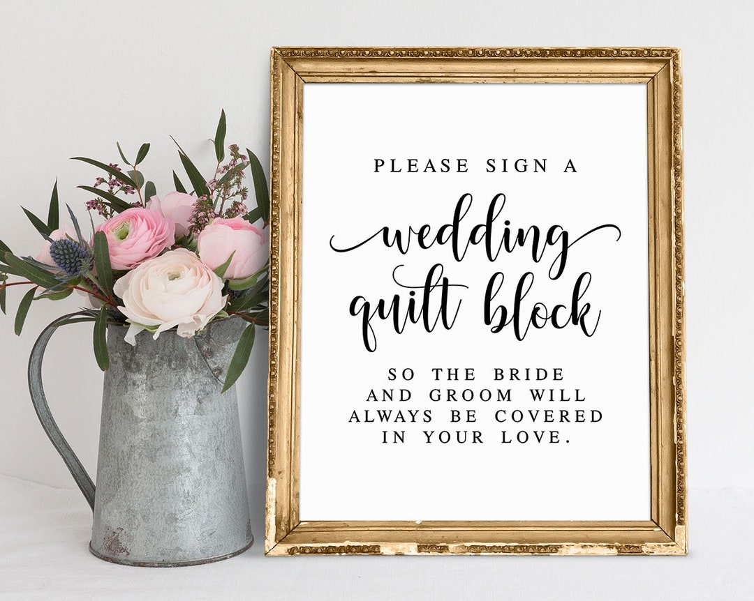 Please Sign A Wedding Quilt Block, Wedding Signs, Wedding Quilt Sign, Quilt Guestbook, Blanket