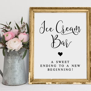 Ice Cream Bar Sign: Minimalist Wedding Decor (Digital Download)