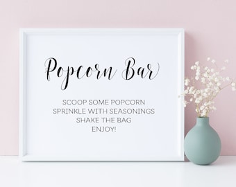 Wedding Popcorn Bar Sign: Reception Decor (Digital Download)