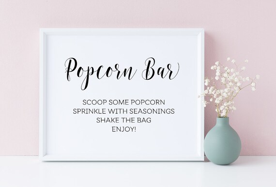 Popcorn Bar Sign Wedding Popcorn Sign Reception Signs Etsy