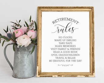 Retirement Rules Sign: Celebration Decor (Digital Download)